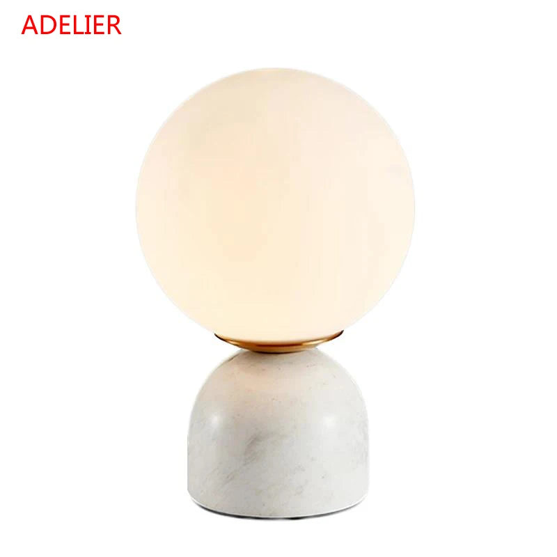 Marble Table Lamp - Modern Glass Ball Desk Lamp - Luxury Home Lighting