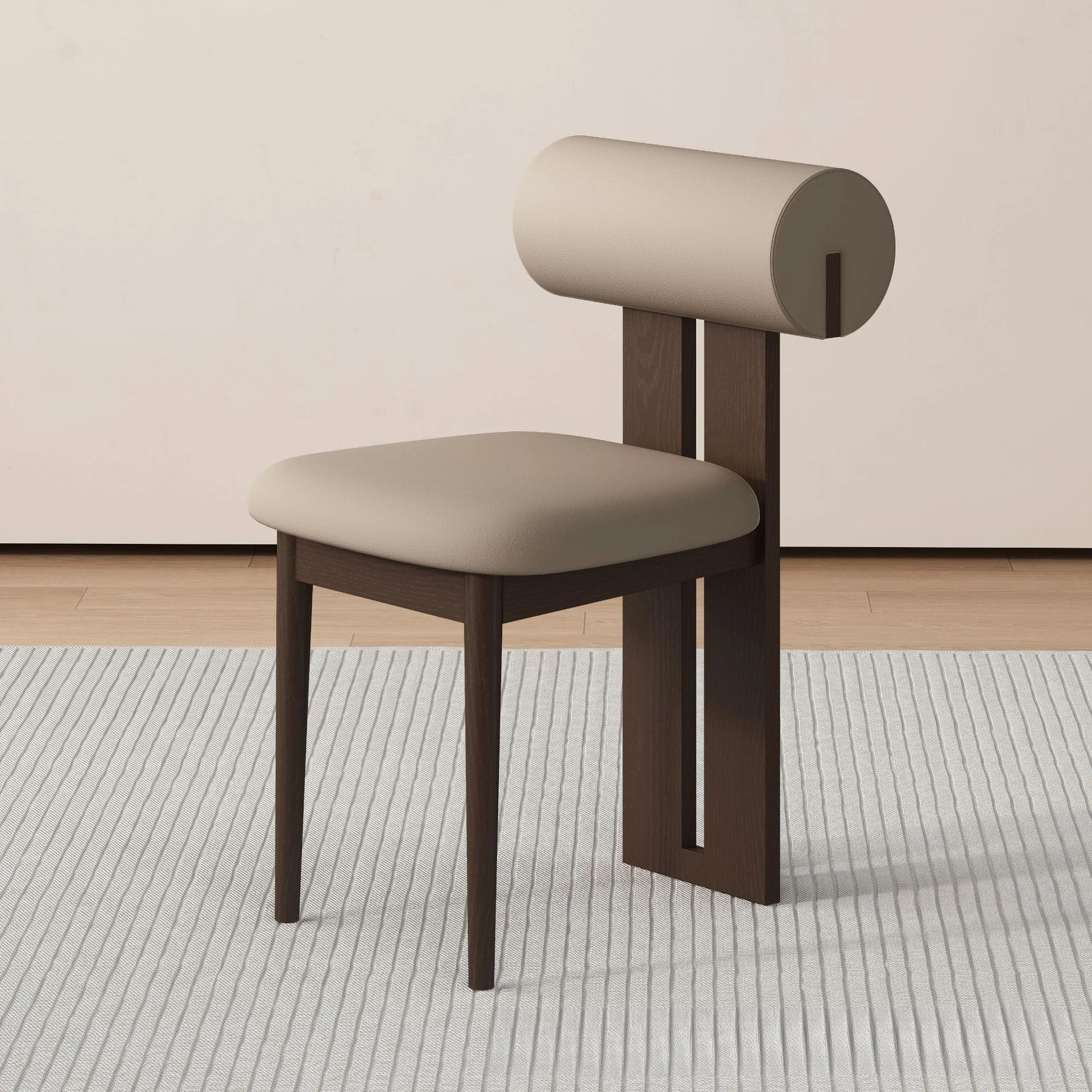 Solid Wood Dining Chair - Modern Upholstered Backrest Chair