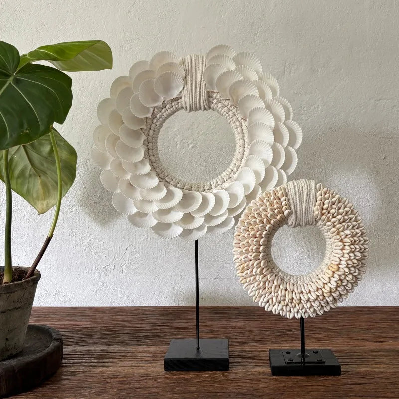 Natural Seashell Décor - Handcrafted Coastal Display for Entryway & Living Room
