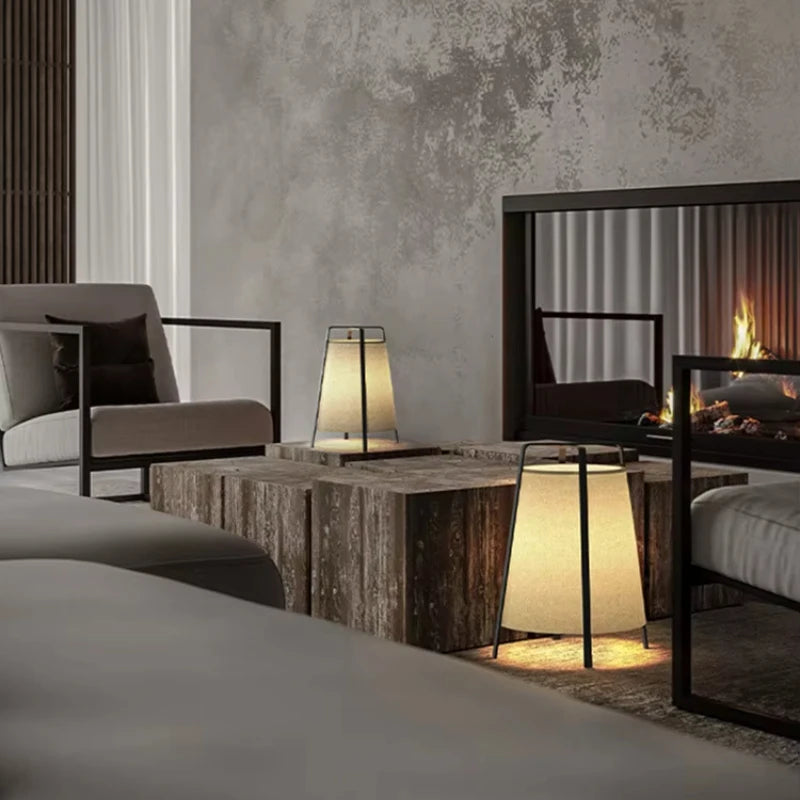 Japanese Floor Lamp - Wabi Sabi Fabric Lamp for Living Room & Bedroom