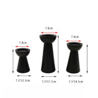 Matte Black Candle Holders Set of 3 - Metal Round Candle Stands
