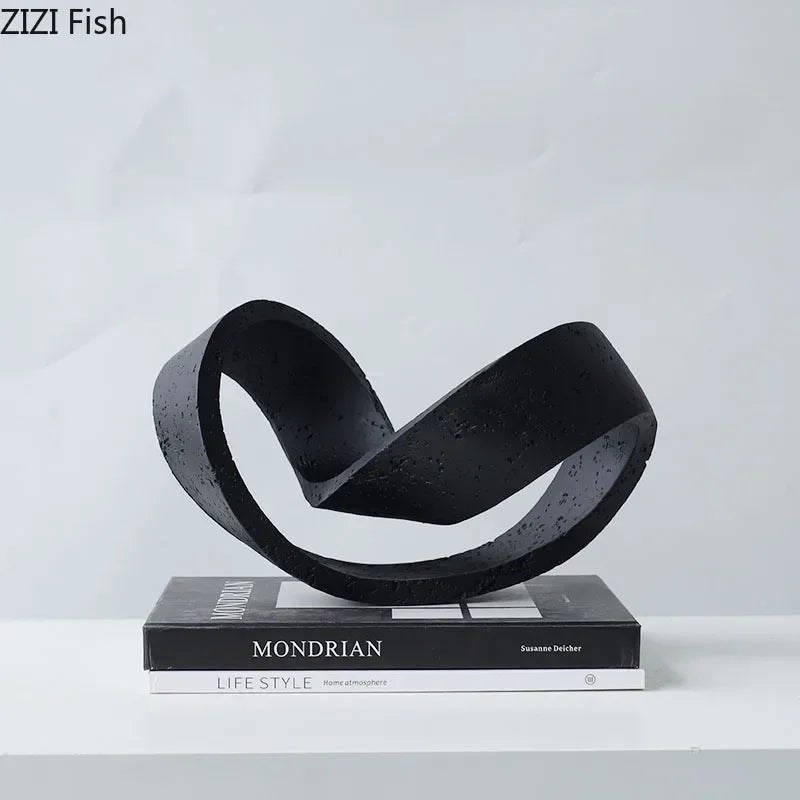 Abstract Twist Knot Metal Sculpture - Modern Desk Decor