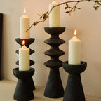Vintage Wood Candle Holders - Elegant Centerpieces
