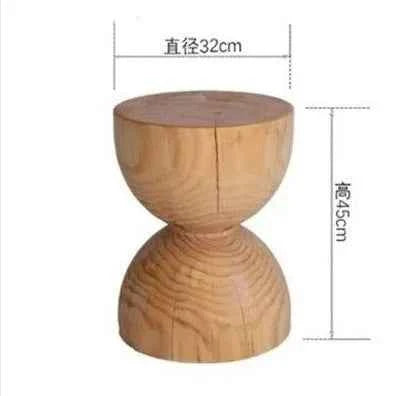 Solid Wood Household Living Room Stool Nordic Style Retro Bedroom Round Nightstand with Wooden Piers Home Decoration Ottomans