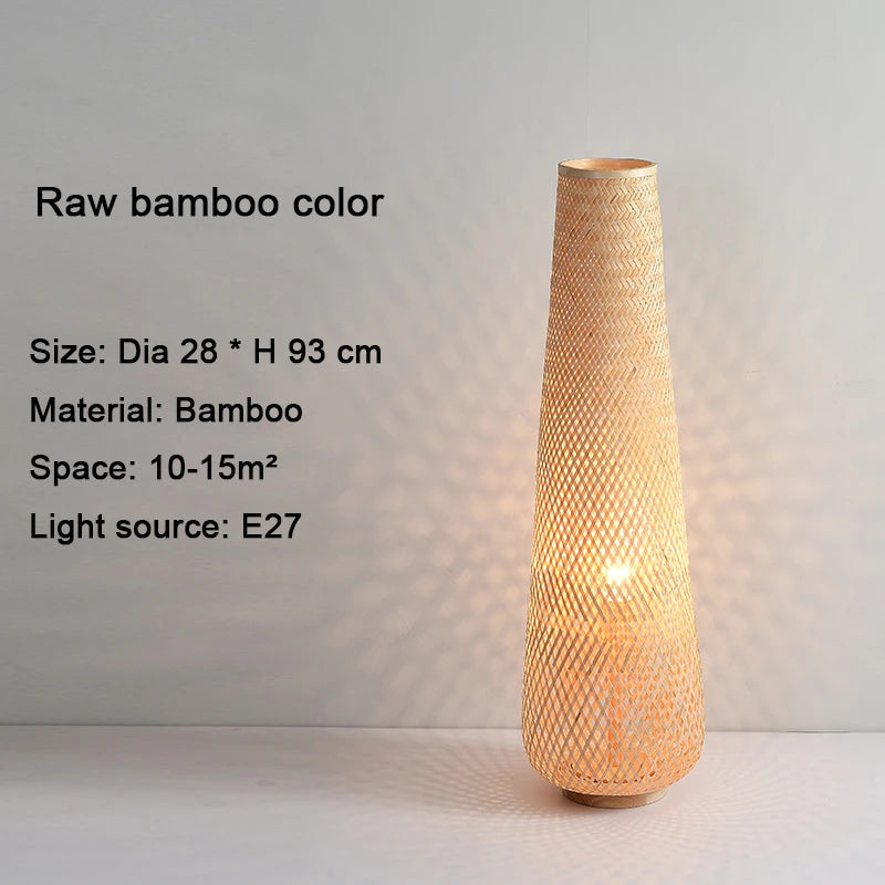 Japanese Rattan Floor Lamp - Wabi-Sabi LED Vertical Lamp for Living Room & Bedroom