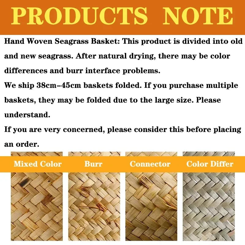 Seagrass Basket - Rattan Hanging Planter & Storage Organizer