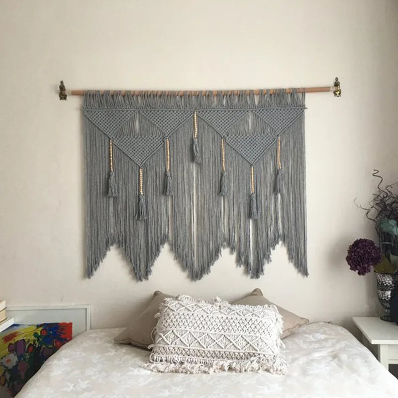 Large Macrame Wall Tapestry - Boho Hand Woven Wall Hanging for Living Room