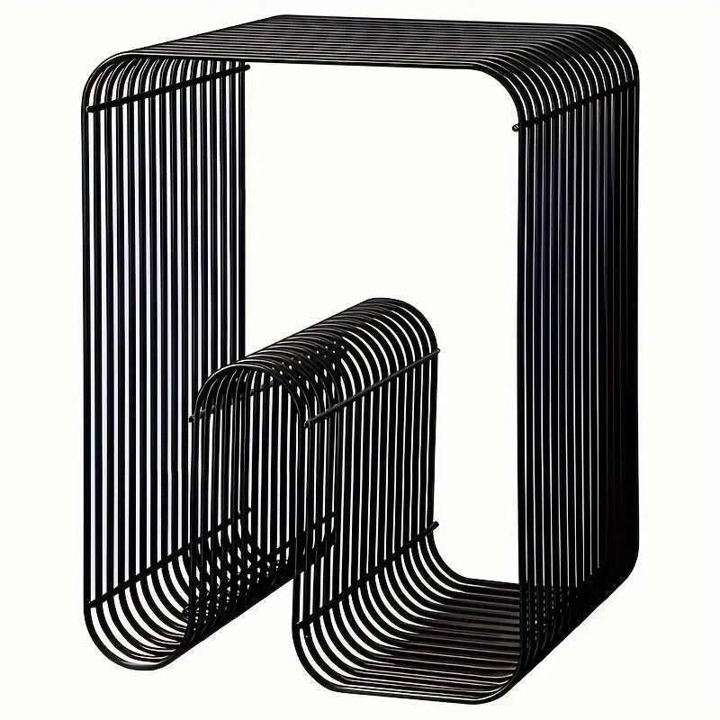 Modern Scandinavian Metal Coffee Table Living Room Furniture Sleek  Side Table Minimalist Storage for Magazines and Books