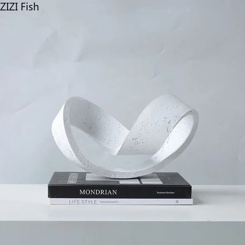 Abstract Twist Knot Metal Sculpture - Modern Desk Decor