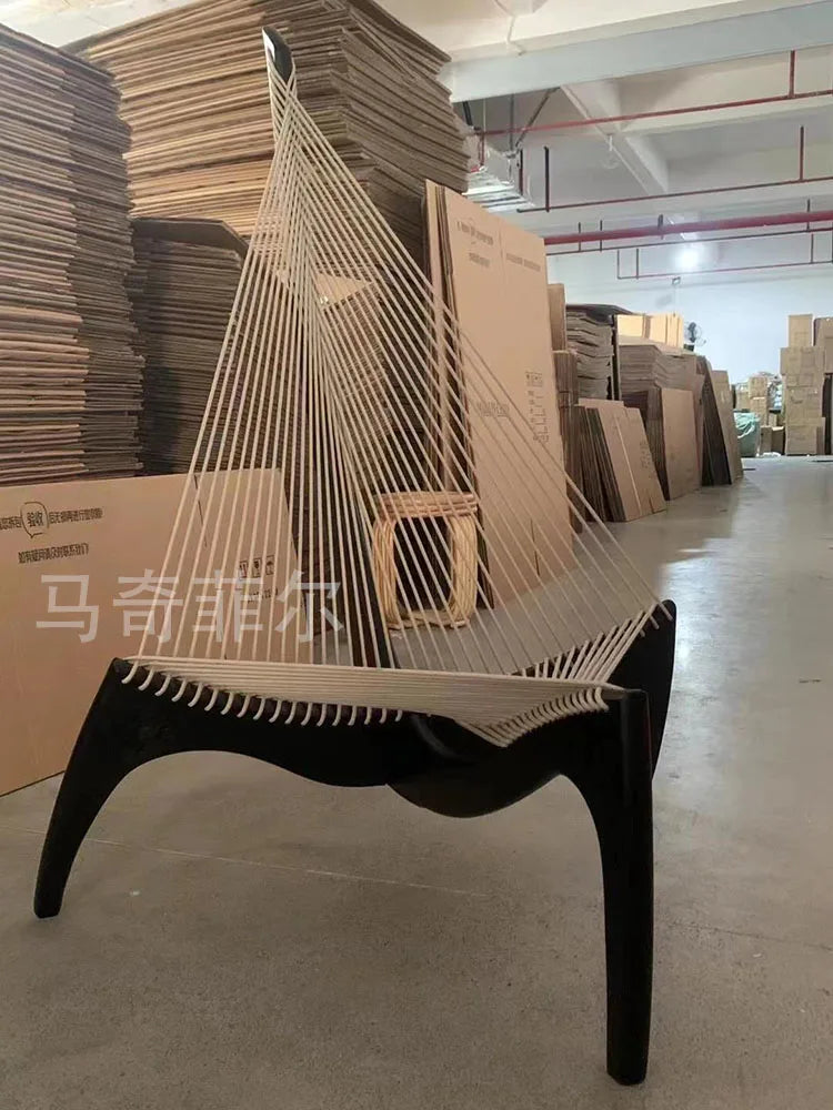 Nordic Solid Wood Sailboat Chair - Designer Harp Chair Lounge for Living Room