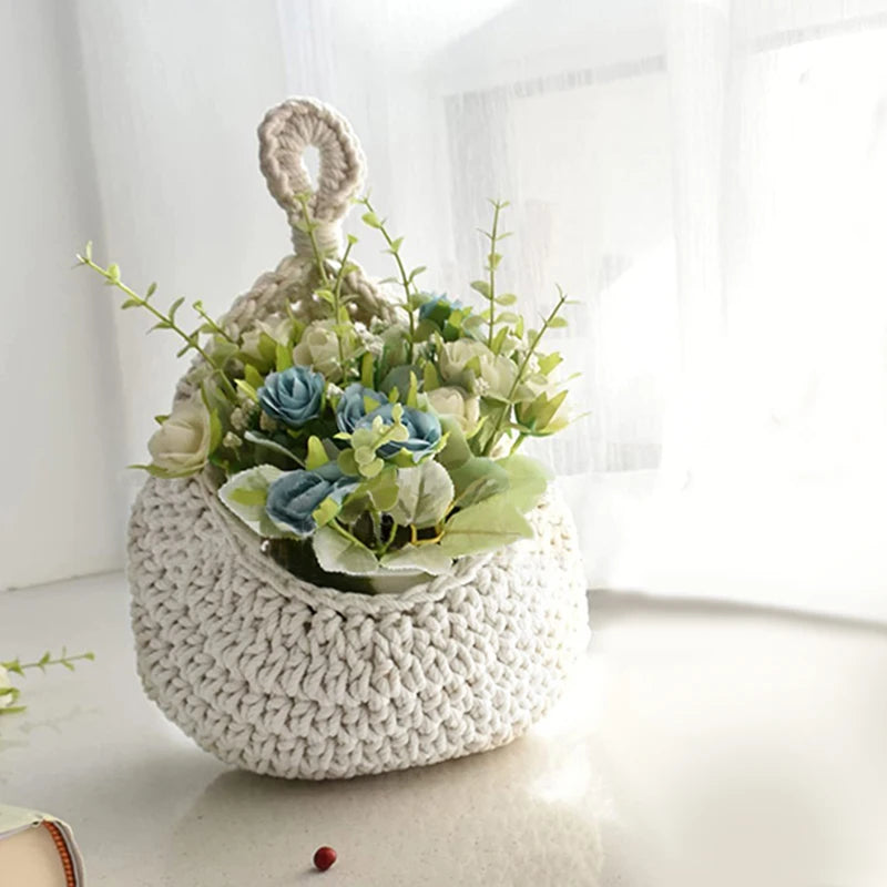 Cotton Rope Storage Basket - Wall Hanging Organizer