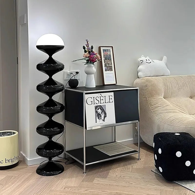 Scandinavian Gourd Floor Lamp - Mid-Century Cream LED Lamp for Living Room & Bedroom