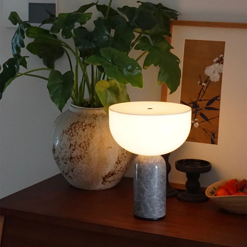 Marble Bedside Table Lamp - Danish Designer Touch Lamp for Bedroom & Office