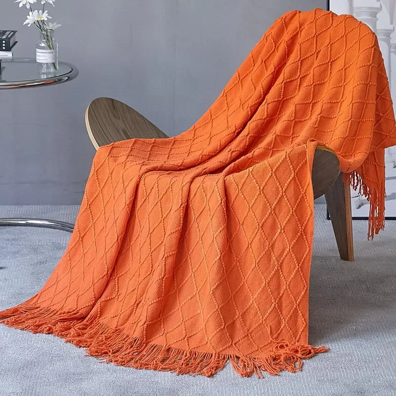 Nordic Knitted Throw Blanket - Soft Shawl for Sofa & Bed