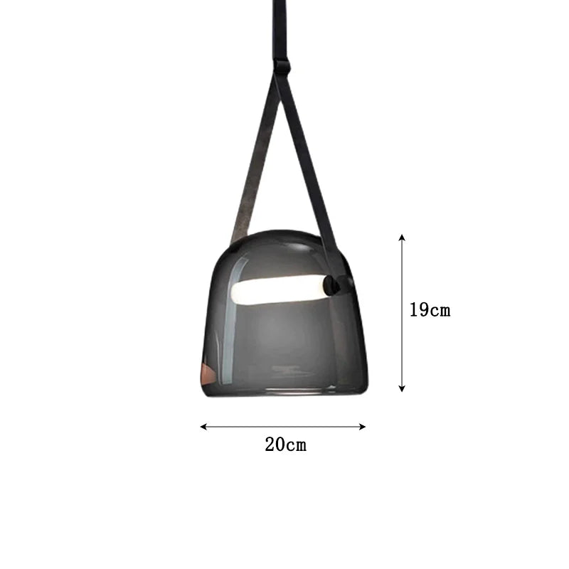 Designer Glass Pendant Light | Modern Chandelier with Leather Strap