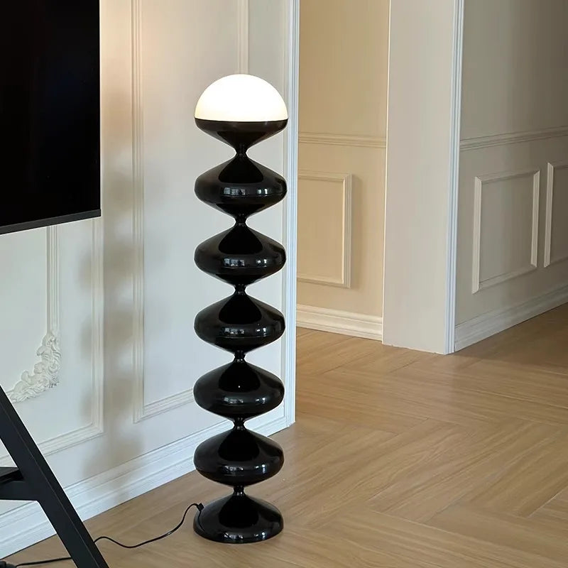 Scandinavian Gourd Floor Lamp - Mid-Century Cream LED Lamp for Living Room & Bedroom