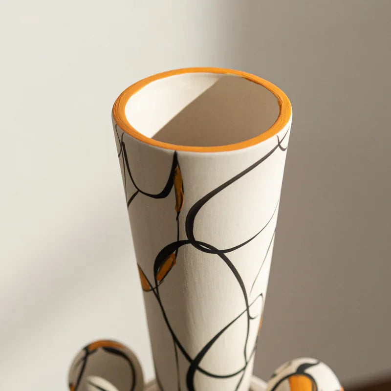 Wabi Sabi Ceramic Vase - Japanese Retro Flower Vase for Home Décor & Table