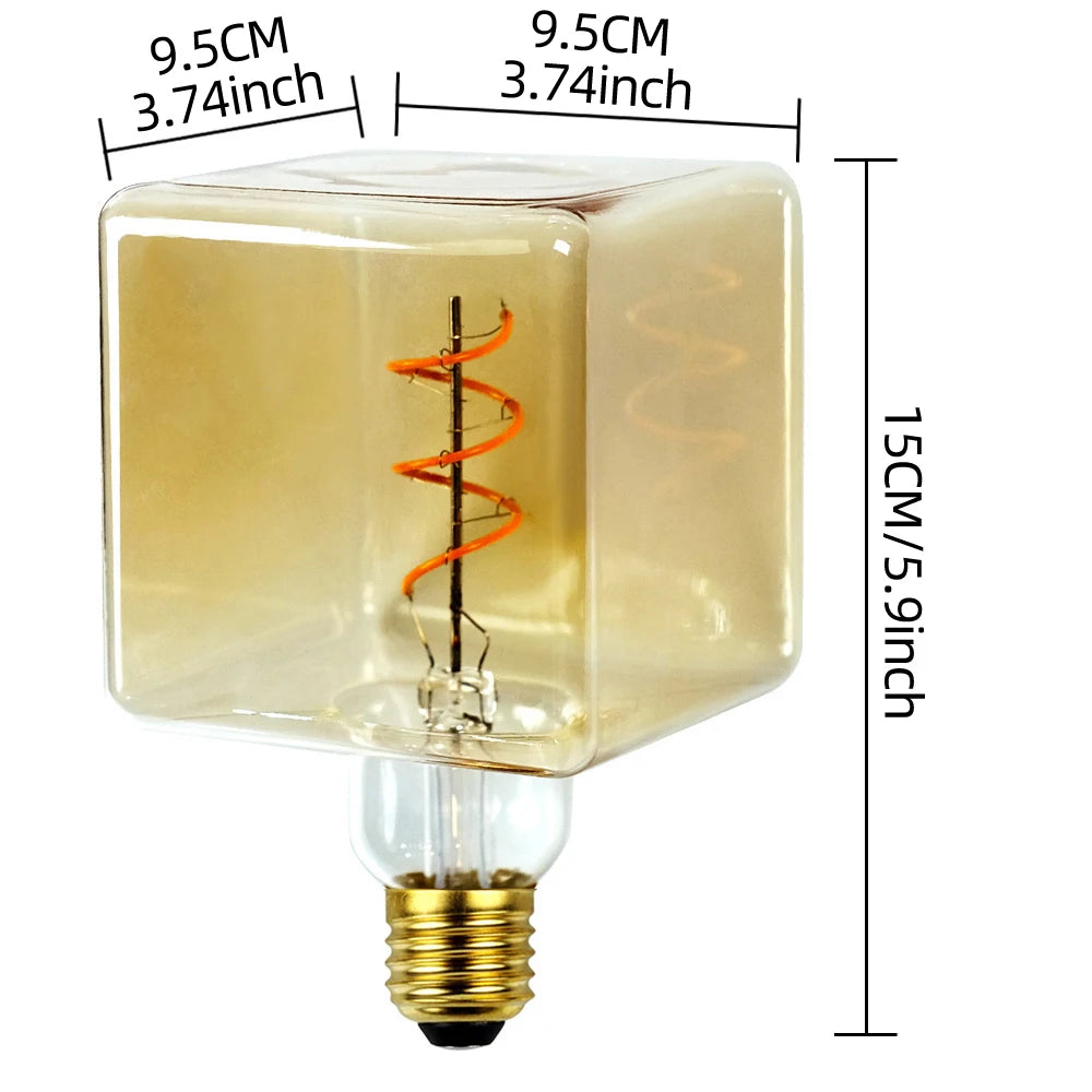 Vintage LED Edison Bulb - G95 Dimmable Amber Ice Cube Decorative Light Bulb