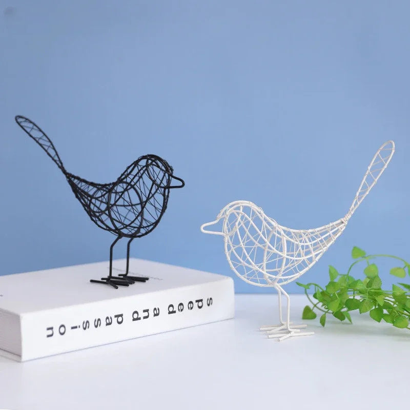 Nordic Metal Bird Sculpture - Abstract Iron Bird Figurine for Home Decor & Gift