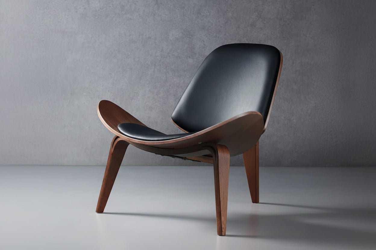 Nordic Smile Chair - Modern Designer Accent Chair with Shell Back for Living Room