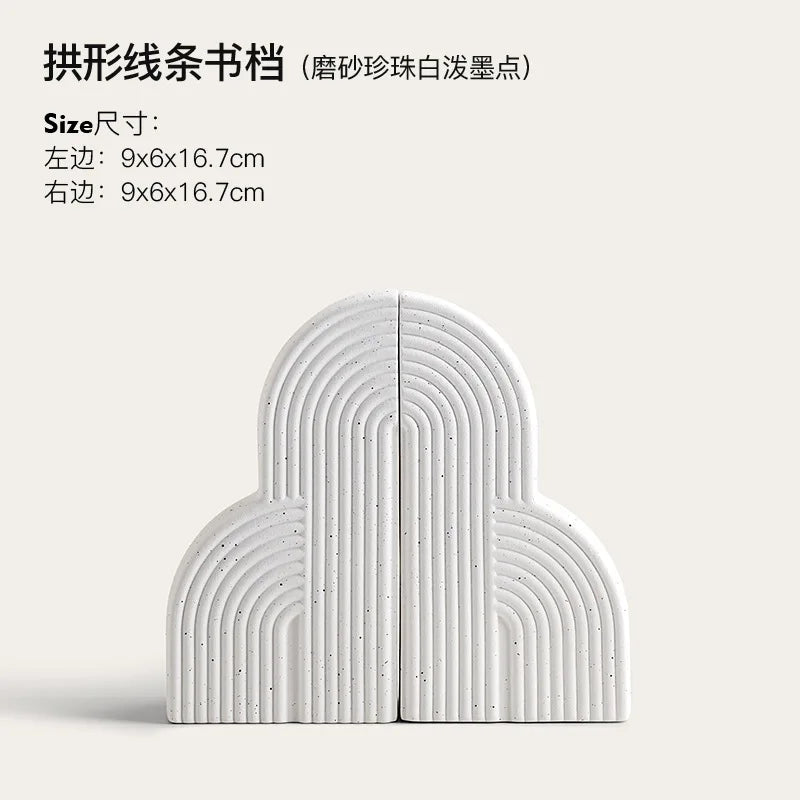 Nordic Ceramic Bookends - Modern Book Holders for Desk & Office Organization