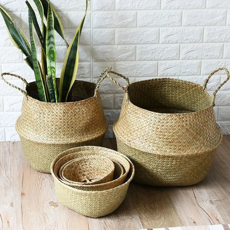 Seagrass Basket - Rattan Hanging Planter & Storage Organizer