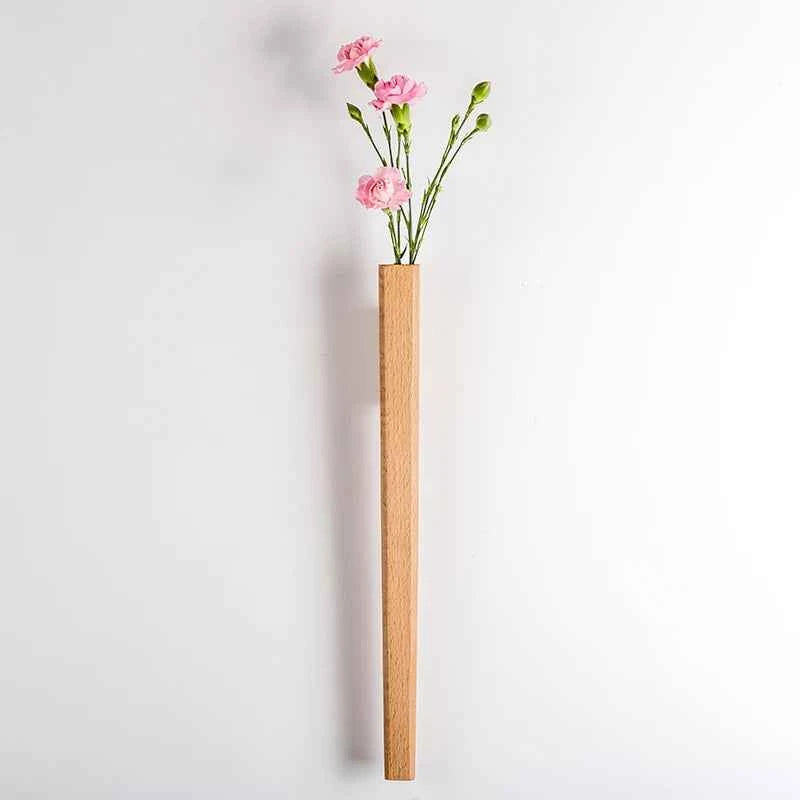 Home Wall Decoration Porch Wall Hanging Vase Living Room Bohemian Plant Flower Bottle Vase Wooden Solid Wood Flower Room Decor