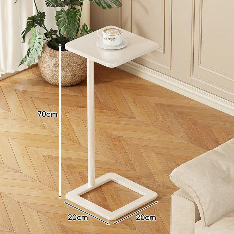 Wooden Side Table with Wheels - Mobile Coffee Table for Living Room & Bedroom