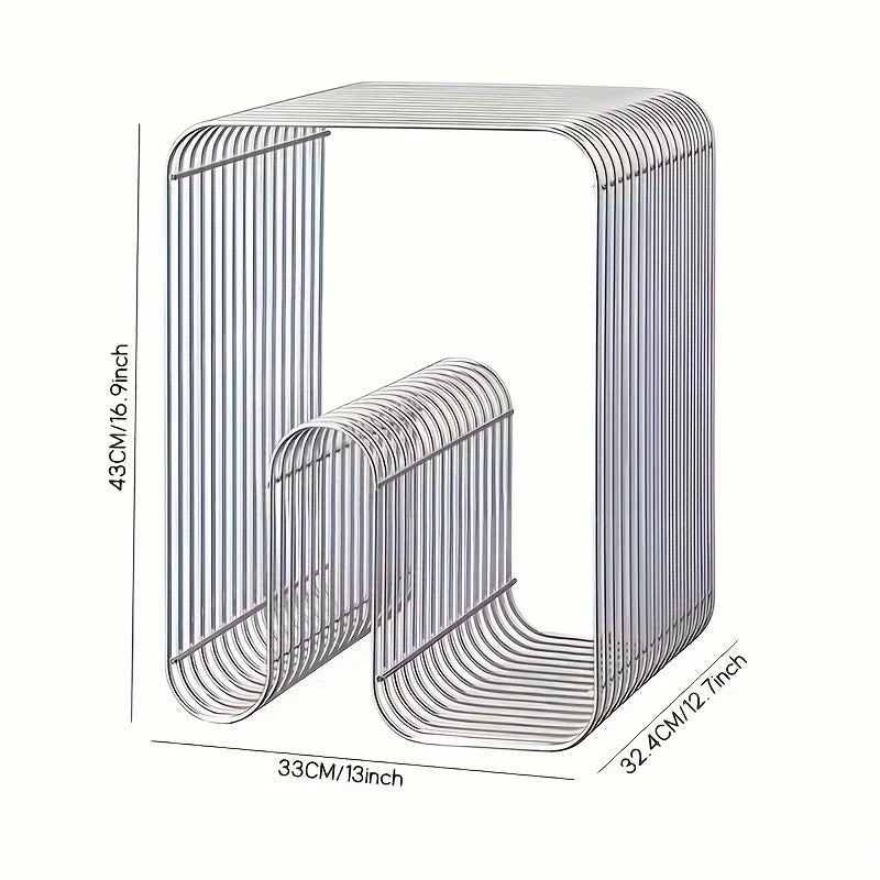 Modern Scandinavian Metal Coffee Table Living Room Furniture Sleek  Side Table Minimalist Storage for Magazines and Books