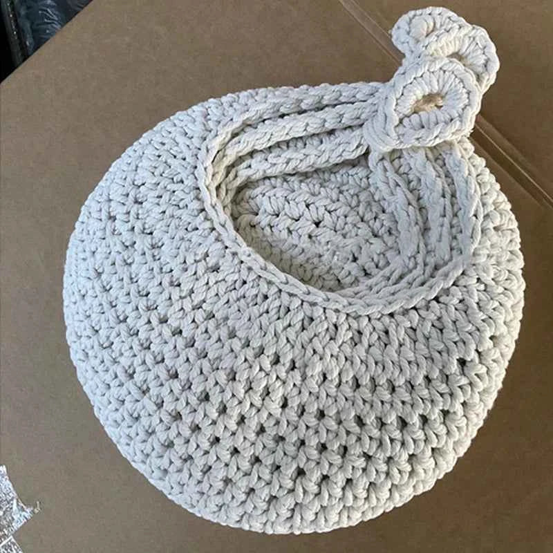 Hand Woven Storage Basket Cotton Rope Wall Hanging Basket for Fruit Vegetable Flower Kitchen Storage Organizer Home Decor