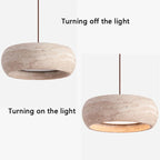 Natural Stone Pendant Light | Travertine Dimmable LED Chandelier