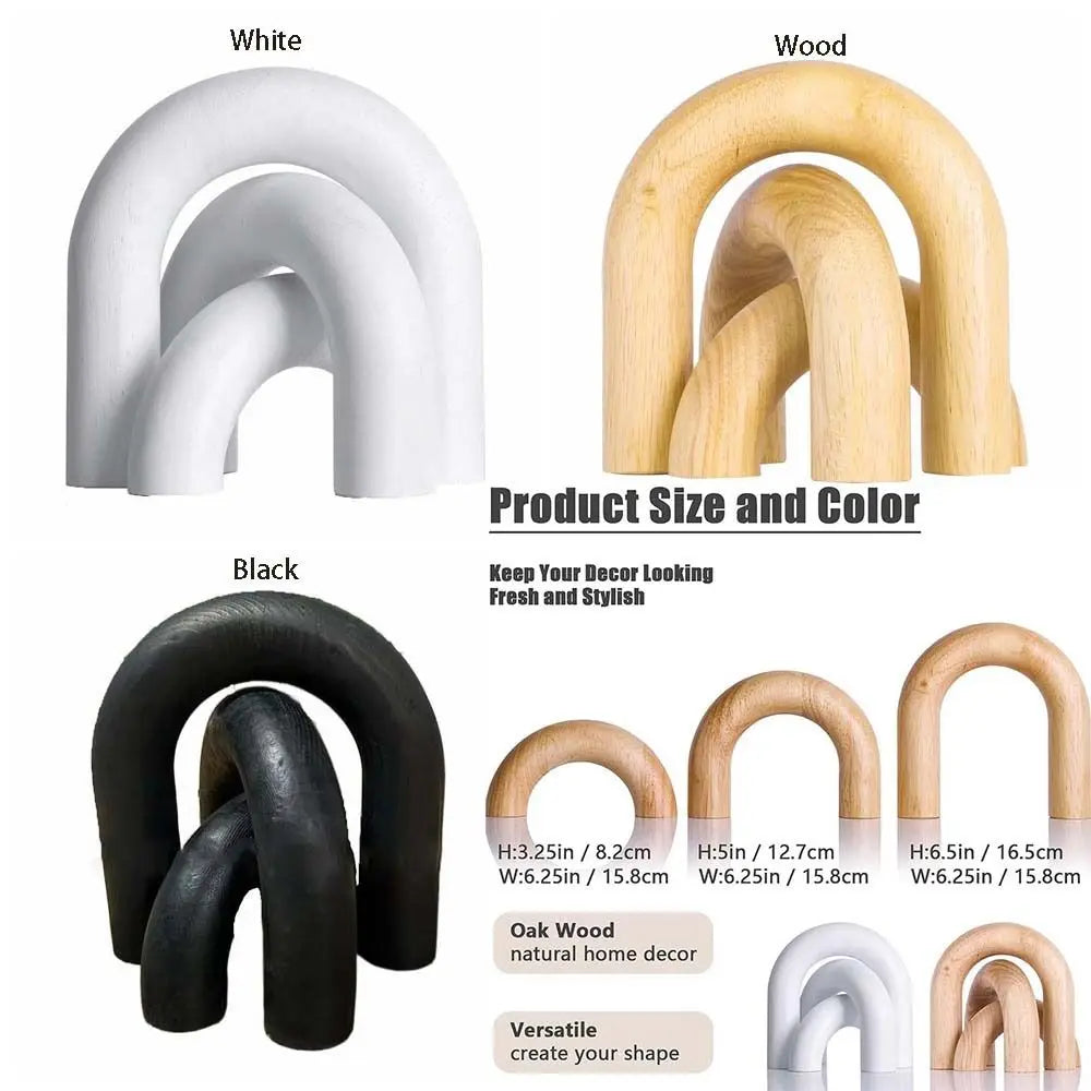 Boho Wood Arc Ornament - Handmade Carved Wooden Décor for Shelf & Wall