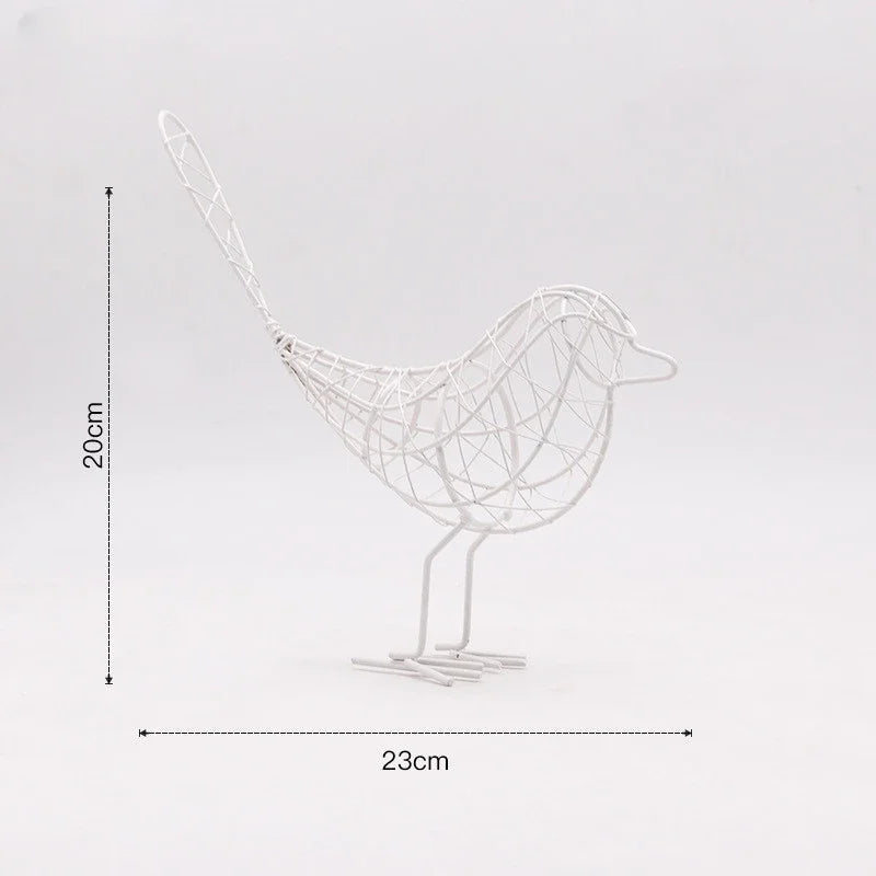 Nordic Metal Bird Sculpture - Abstract Iron Bird Figurine for Home Decor & Gift