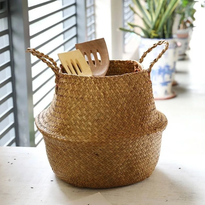 Seagrass Basket - Rattan Hanging Planter & Storage Organizer