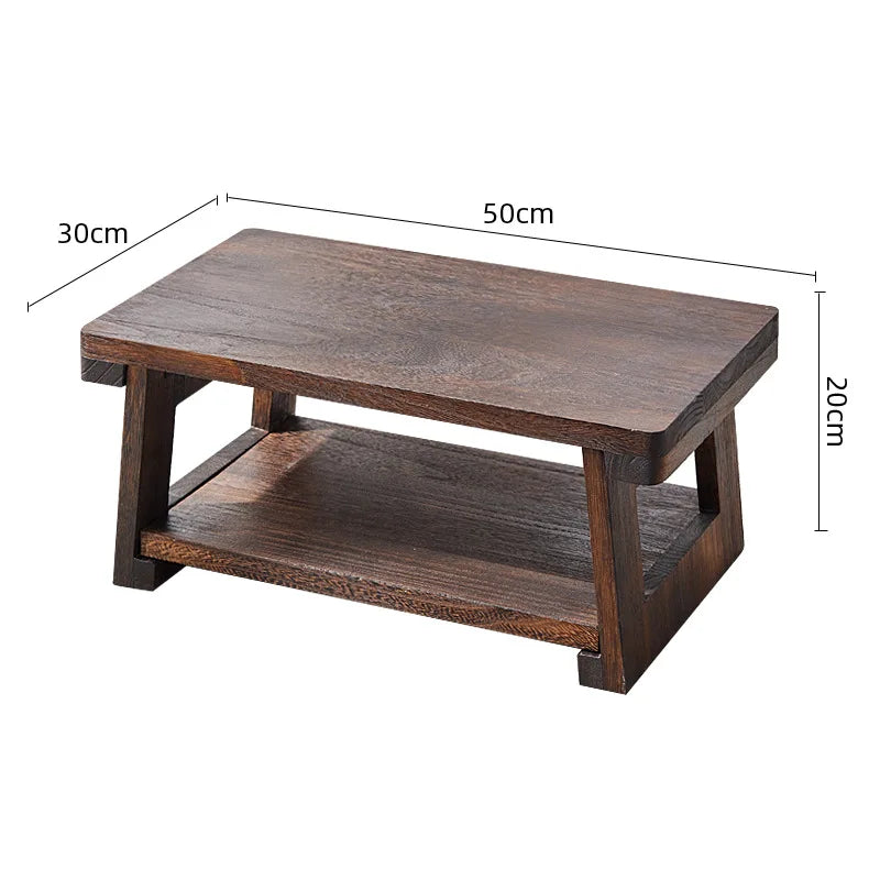 Japanese Tatami Table - Folding Wood Tea Table for Balcony & Bay Window