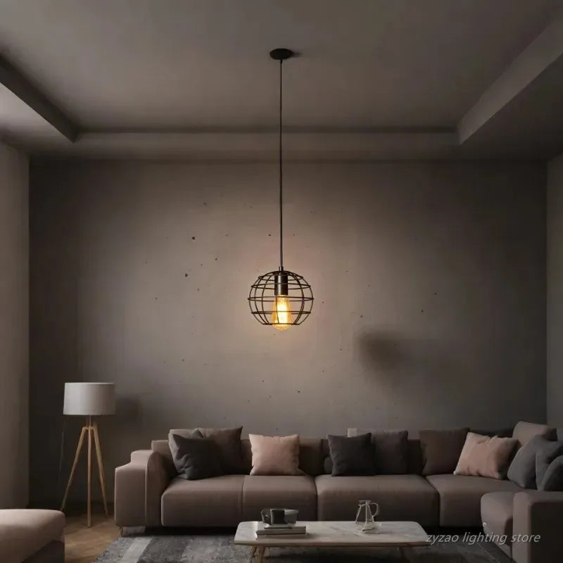 Industrial Black Metal Pendant Light | Vintage Loft Dining Room Lighting