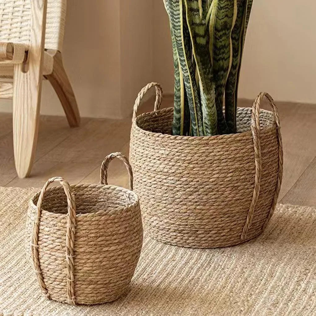 Handmade Rattan Planter Basket - Woven Flowerpot for Indoor Plants & Home Decor