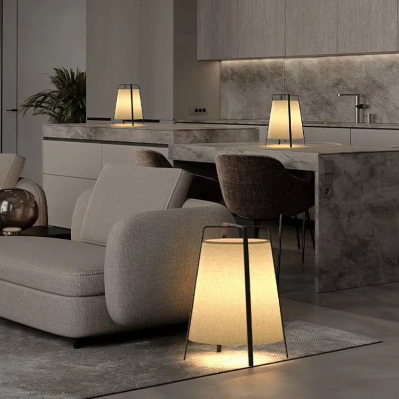 Japanese Floor Lamp - Wabi Sabi Fabric Lamp for Living Room & Bedroom