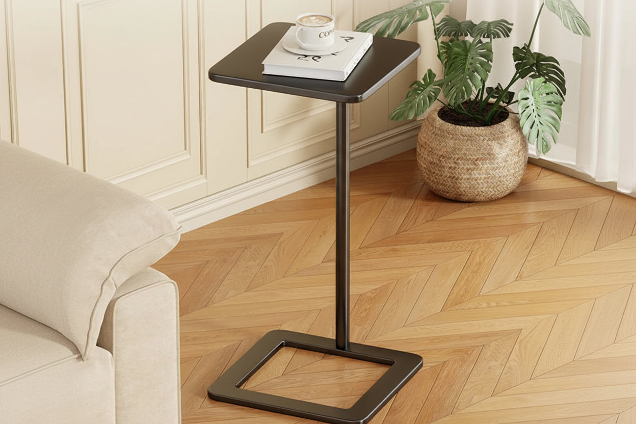 Wooden Side Table with Wheels - Mobile Coffee Table for Living Room & Bedroom