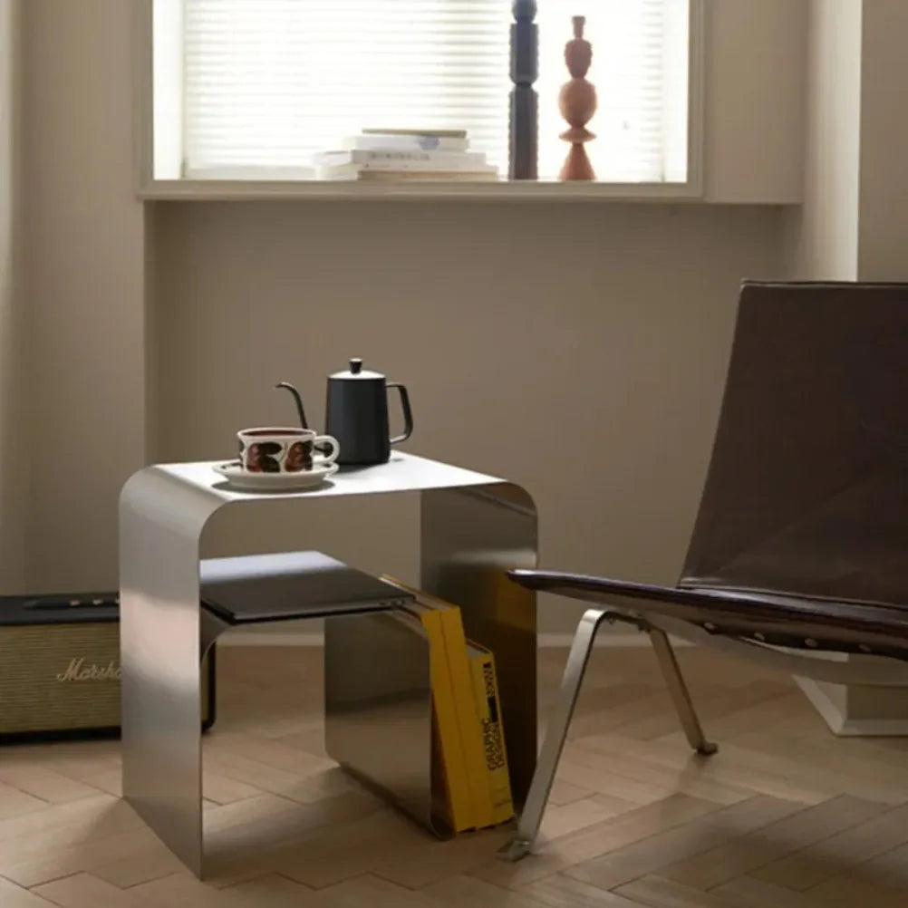 Stainless Steel Bedside Table - Modern Storage Cabinet for Bedroom & Living Room