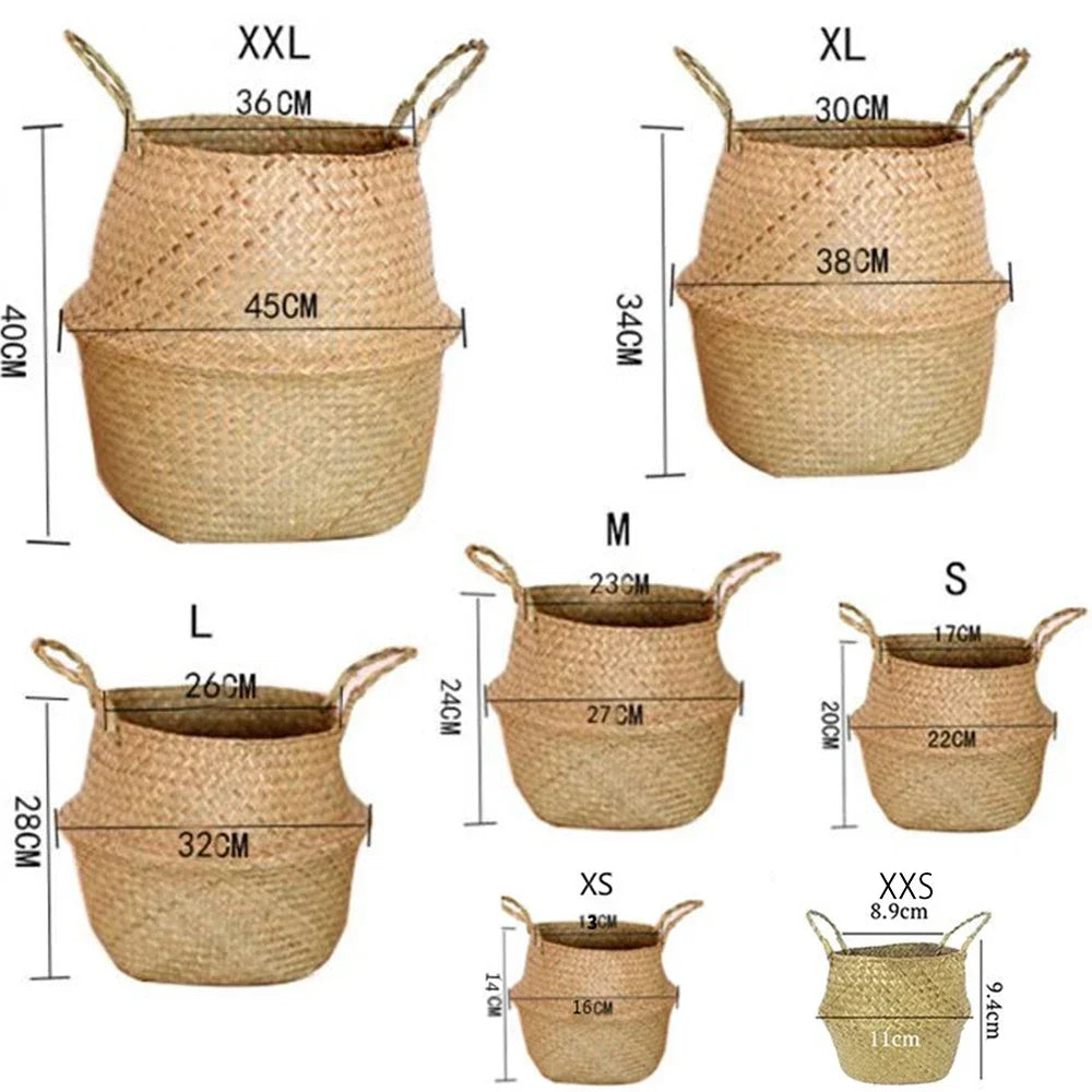 Seagrass Basket - Rattan Hanging Planter & Storage Organizer