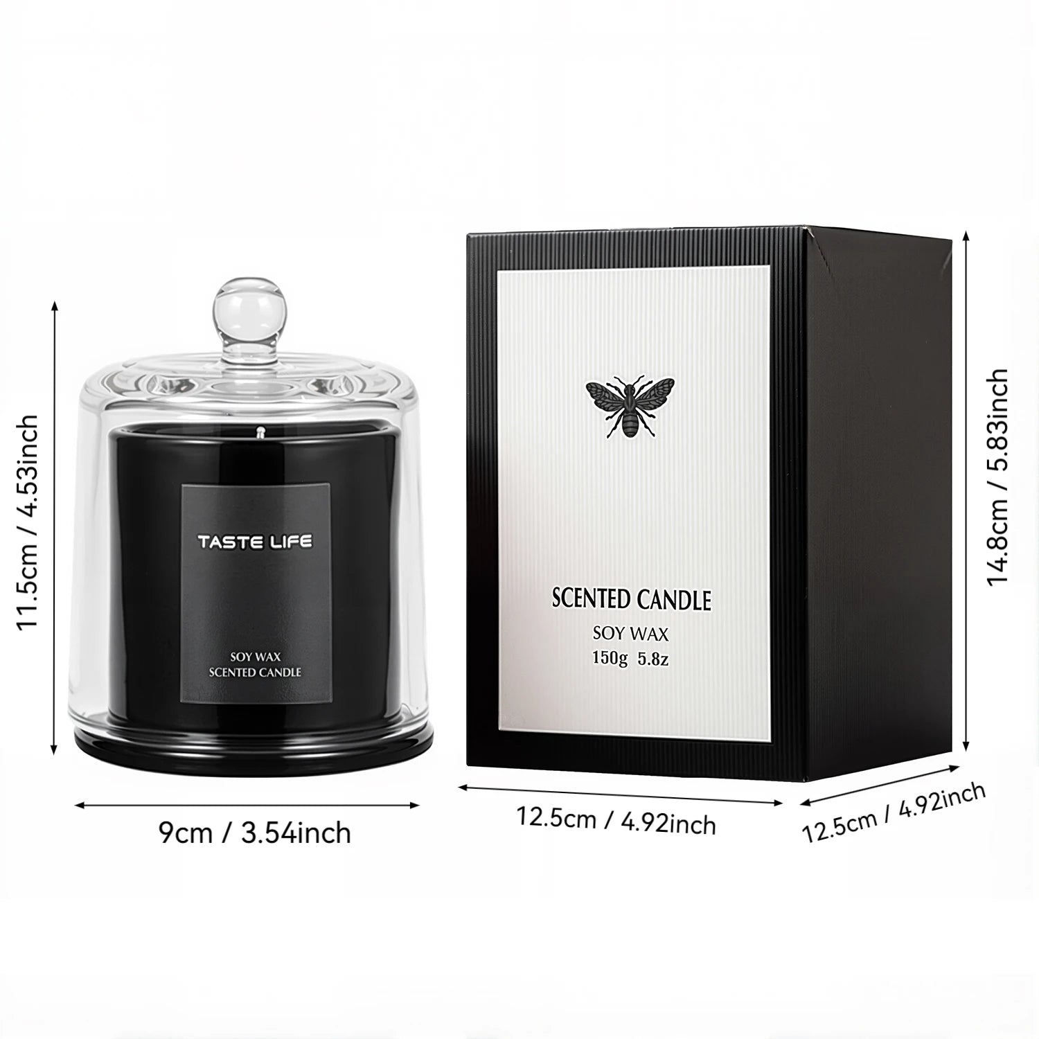 Soy Wax Scented Candle - Glass Cloche Aromatherapy Candle for Home & Spa