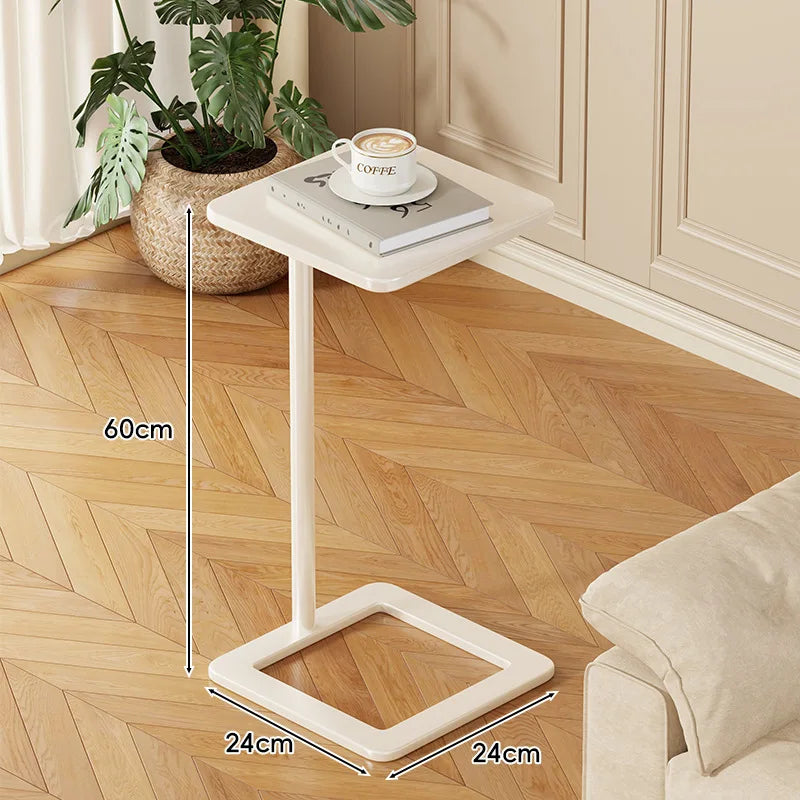 Wooden Side Table with Wheels - Mobile Coffee Table for Living Room & Bedroom