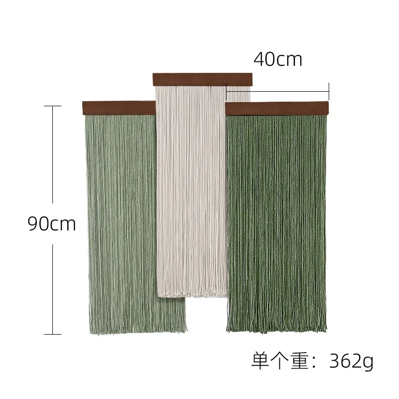 Boho Wooden Wall Art Tapestry - Hand-Woven Cotton Rope Macrame for Bedroom & Living Room