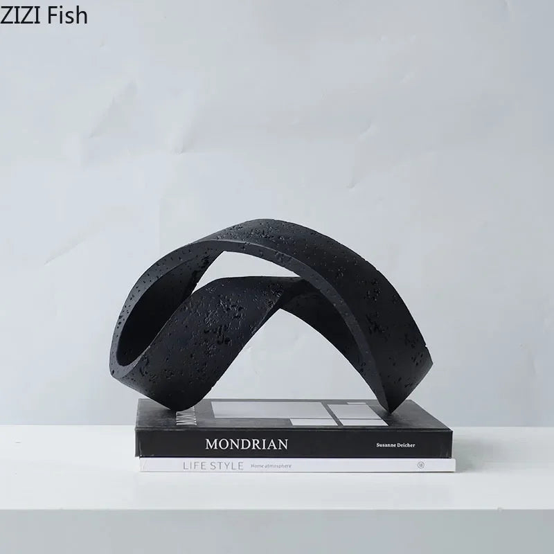 Abstract Twist Knot Metal Sculpture - Modern Desk Decor