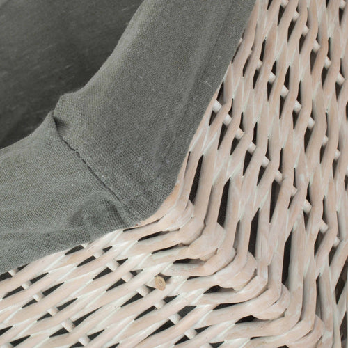 White Wash Wicker Storage Basket with Grey Liner | 4 Sizes (S/M/L/XL)