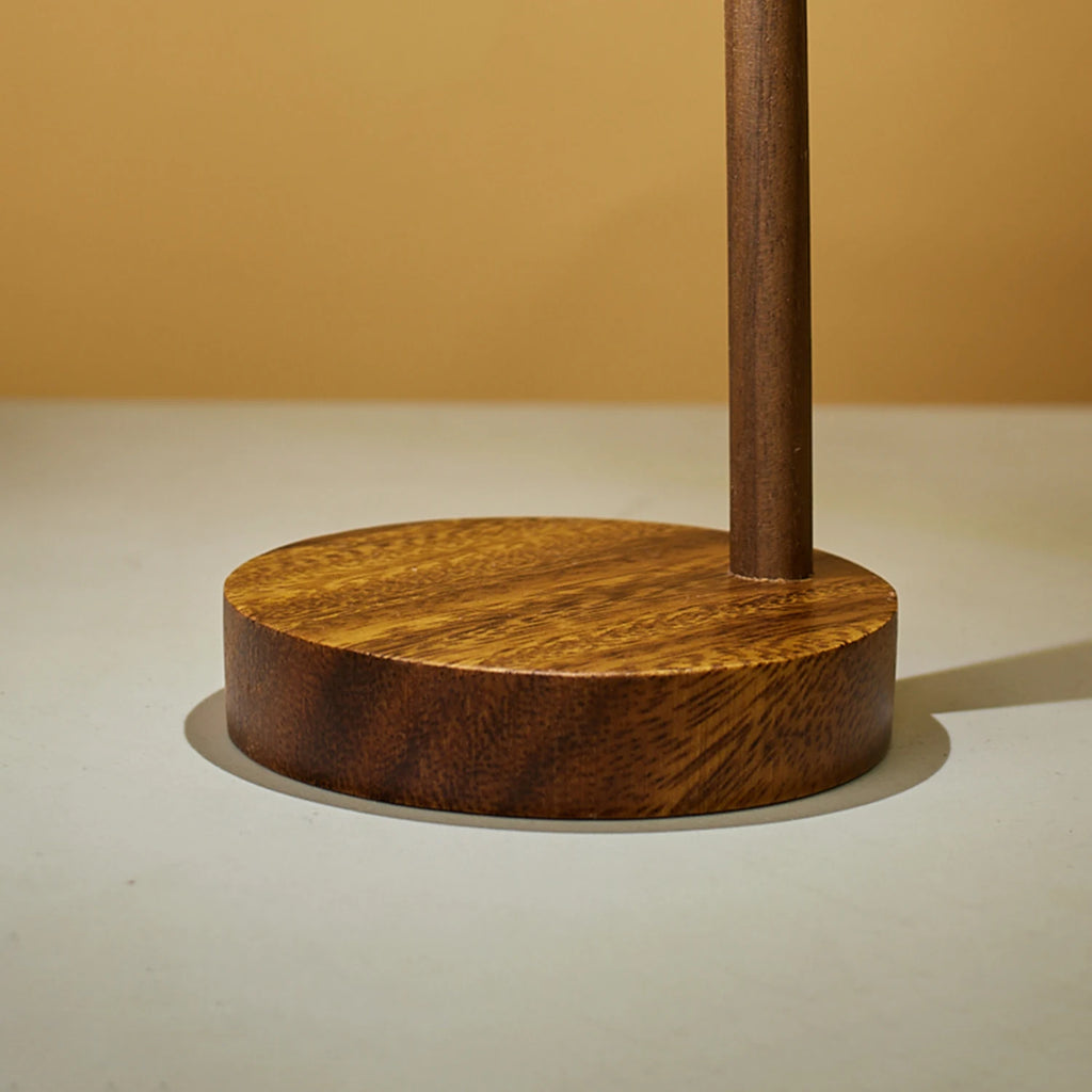 Wooden Table Lamp - Retro LED Night Light with Rotary Switch