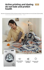 Bohemian Wave Throw Blanket - Ethnic Knit Sofa Blanket with Fringe | 130x170cm