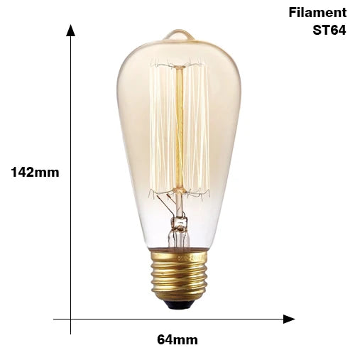 Vintage Edison Bulb - E27 40W Retro Filament Light Bulb for Home Decor