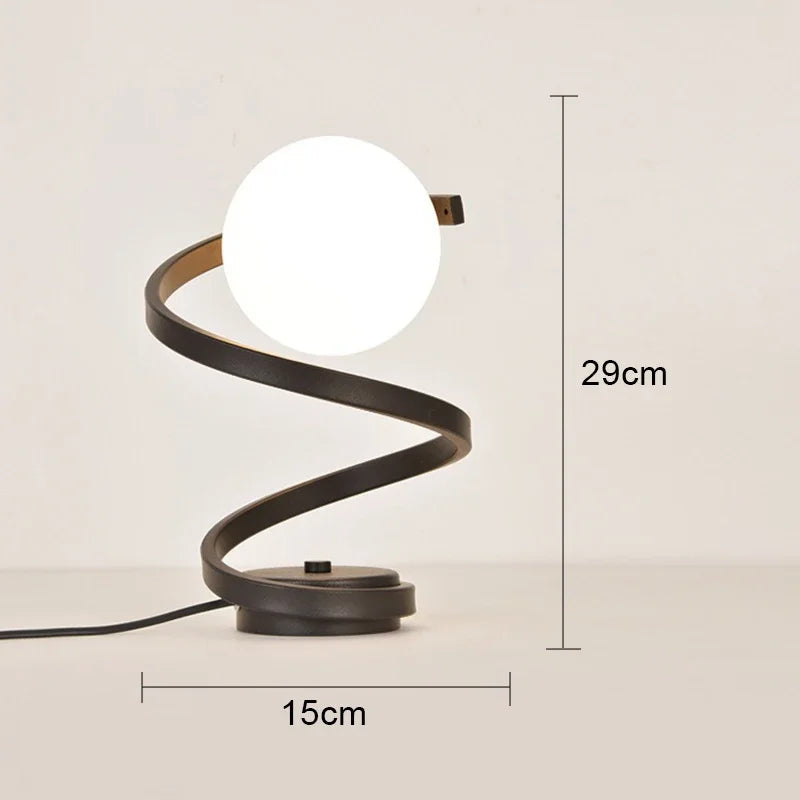 Nordic Glass Table Lamp - Retro LED Bedside Lamp with Dimmable Button